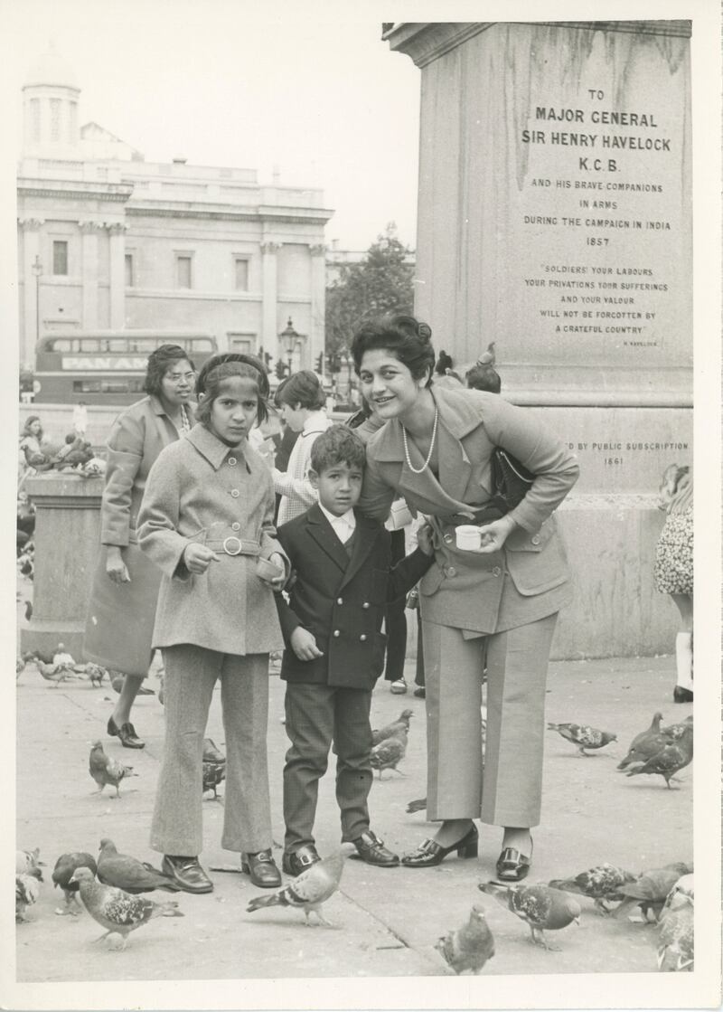 The young Omar's first London visit in 1968 with his mother, Leila, and sister, Leenah. Courtesy Omar Al Qattan