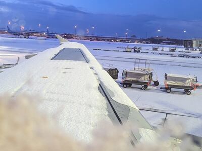 Snow at Manchester Airport on Thursday January 19 2023. Photo: Twitter