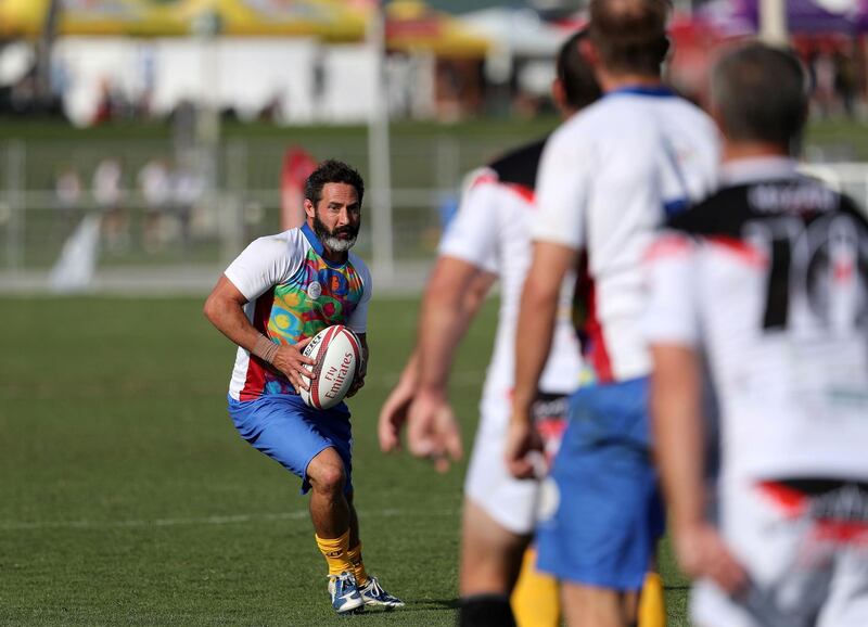 Dubai, United Arab Emirates - December 1st, 2017: Former England 7's international Ben Gollings of Christina Noble Children's Foundation during the game between Christina Noble Children's Foundation and SBA Pirates at the 2nd Day of Dubai Rugby 7's. Friday, December 1st, 2017 at The Sevens, Dubai. Chris Whiteoak / The National