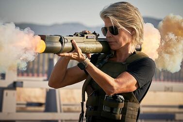 Linda Hamilton in Terminator: Dark Fate 2019.  Paramount Pictures