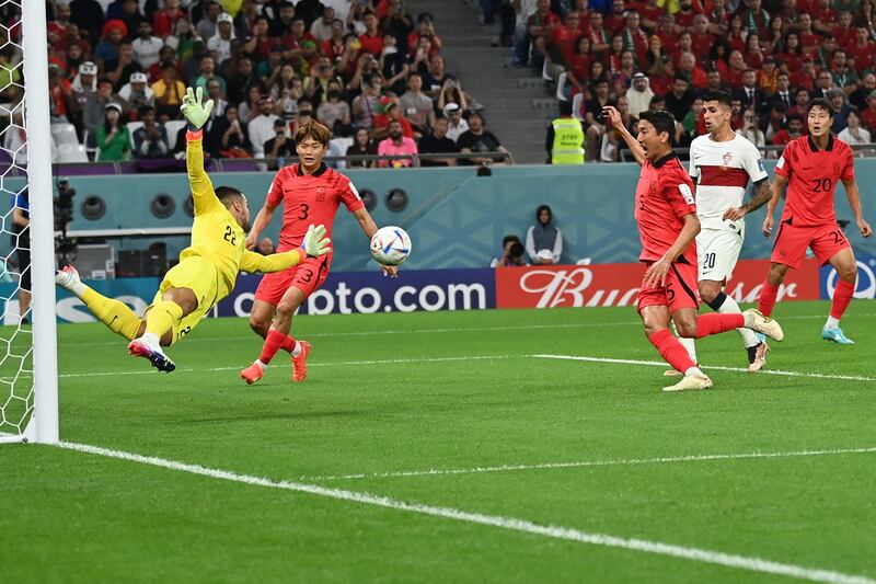 South Korea's Jung Woo-young scores the equaliser. AFP