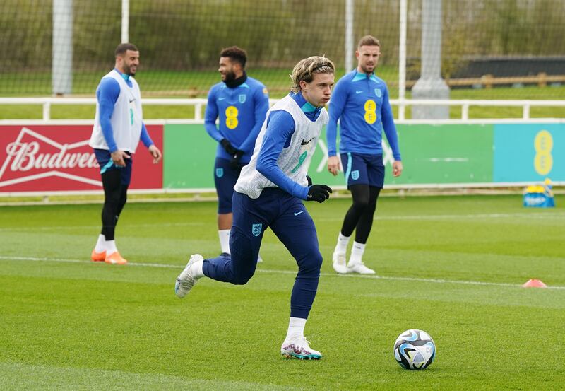 England's Conor Gallagher during training. PA