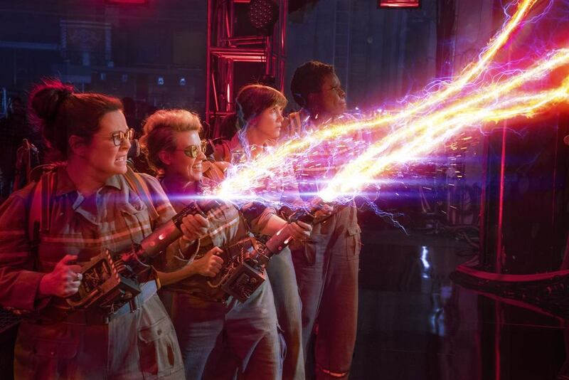 From left, Melissa McCarthy, Kate McKinnon, Kristen Wiig and Leslie Jones in Ghostbusters. Photo: Sony Pictures