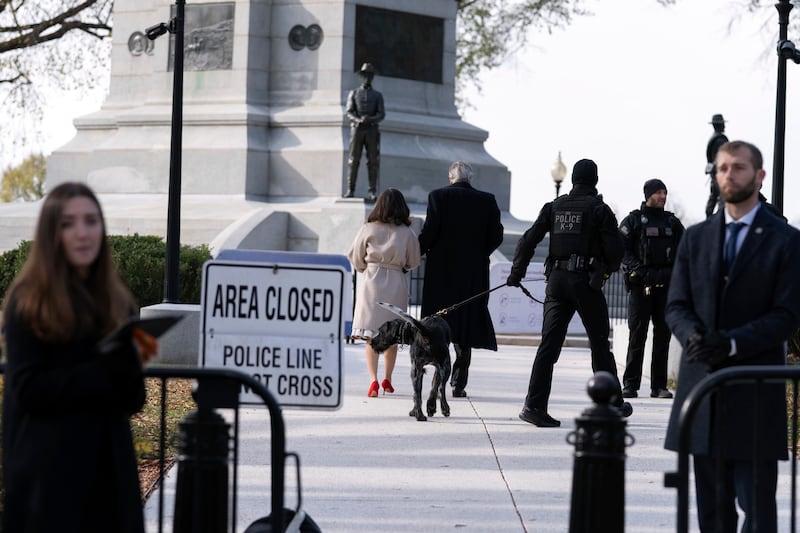 Guests began arriving at the security checkpoint hours before the ceremony. AP