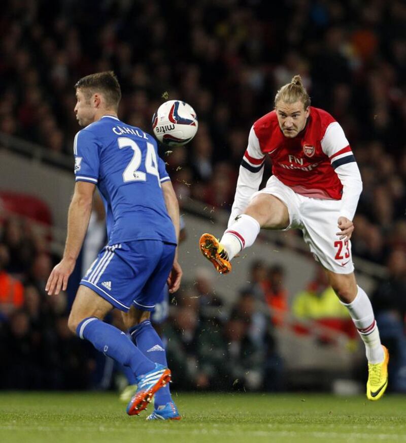 Nicklas Bendtner may be talented but his contemporaries do not like him for his attitude. Adrian Dennis / AFP