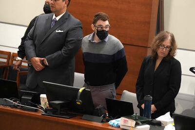 Marjory Stoneman Douglas High School shooter Nikolas Cruz (C) with his legal team before opening statements in the penalty phase of his trial at Broward County Courthouse in Fort Lauderdale. AFP