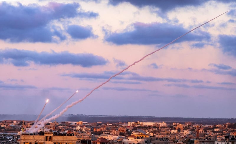 Rockets are launched towards Israel from the southern Gaza Strip. AFP