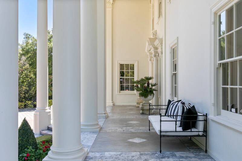 Columns line the porch