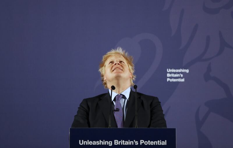 Former British prime minister Boris Johnson delivering a speech in 2020. His three years in power involved the political giant of electoral campaigns being dogged by scandals. PA