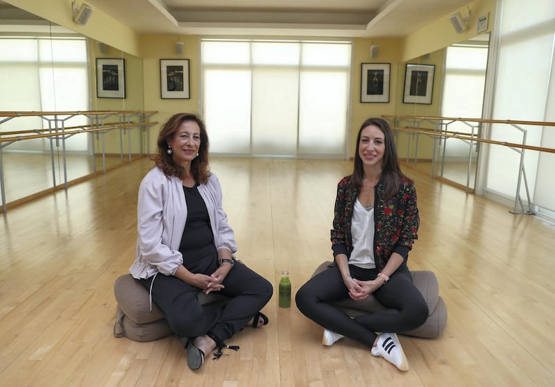 Abu Dhabi, United Arab Emirates - August 28th, 2017: Mother and daughter Nadia (R) and Sharifa Sehweil, owners of the Body Tree studio for a feature about the yoga studio and how it has changed in the past ten years since it was first established. Monday, August 28th, 2017 at Body Tree studio, Abu Dhabi. Chris Whiteoak / The National