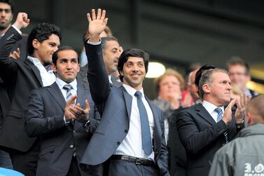 Manchester City owner Sheikh Mansour bin Zayed at the Etihad Stadium before attendance was restricted. PA