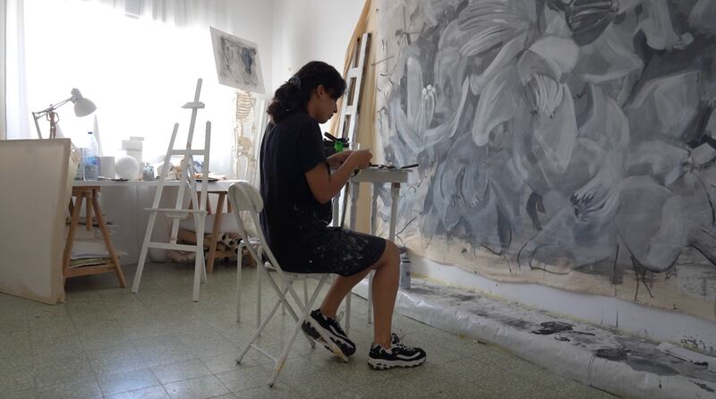 Miramar in her studio in Jabal Amman. Amy McConaghy / The National