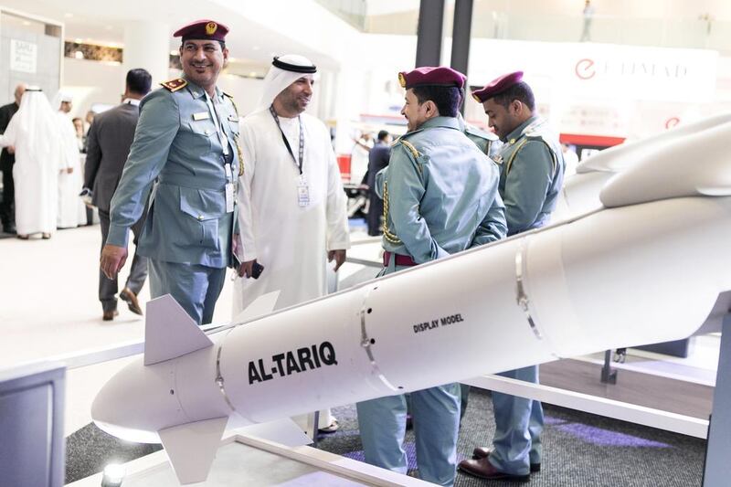 Above, a mock up of the Al Tariq missile system. Reem Mohammed / The National