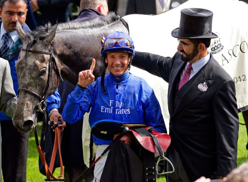 Frankie Dettori and Sheikh Mohammed bin Rashid Al Maktoum with Opinion Pole, the winner of The Gold Cup on Ladies Day during Royal Ascot at Ascot Racecourse on June 21, 2012 in Ascot, England. Getty Images