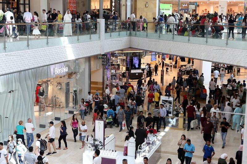 The UAE ranked eighth among the top 10 destinations during Ramadan among Muslim travellers, according to a study by Mastercard and Singapore-based halal tourism platform CrescentRating. Above, shoppers during the 24-Hour Mega Sale at Yas Mall.