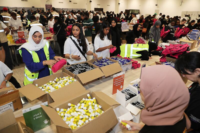 Hundreds of people volunteered to help the Dubai Cares Back to School project