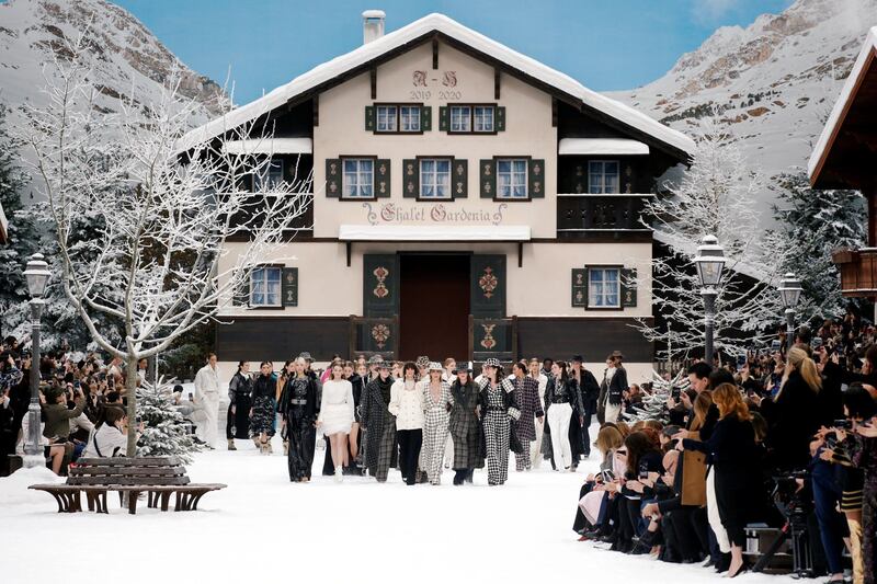 The winter wonderland for Chanel's Fall/Winter 2019-2020 women's ready-to-wear collection. Photo: Reuters
