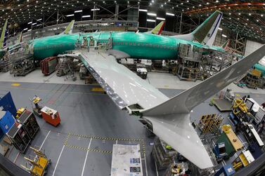 A Boeing 737 MAX 8 aeroplane sits on the assembly line in the company's facility in Renton, Washington. The UAE aviation regulator chief said he is not optimistic about the jet's return to service by mid-2020. AP