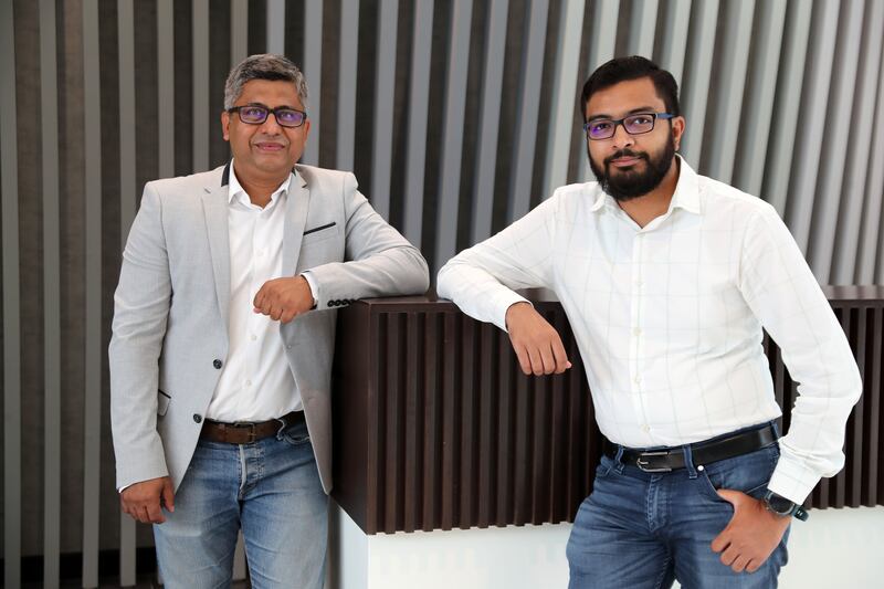 Hatim Khan (left) and Kazim Naqvi, co-founders of PropInvest, say the start-up aims to bridge the gap between high-quality investment grade properties in Dubai and investors globally. Photo: Christopher Whiteoak / The National