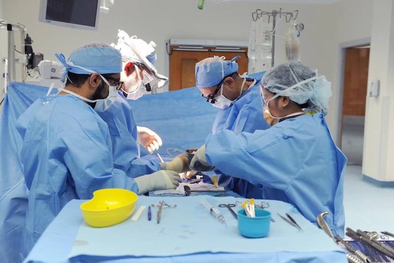 Surgeons perform an organ transplant at Sheikh Khalifa Medical City. Courtesy: SKMC