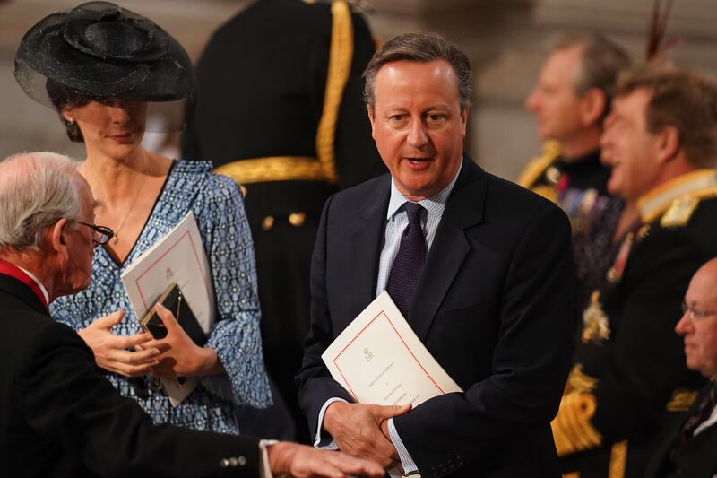 Former Prime Minister David Cameron and his wife Samantha Cameron at the service of thanksgiving. Getty