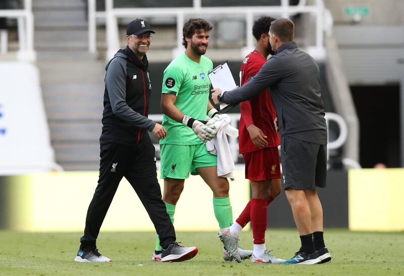 LIVERPOOL RATINGS: Alisson Becker 7: Picked the ball out of the net after 30 seconds but barely touched the ball again as Liverpool dominated. Reuters