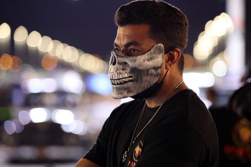 A car lover turned up wearing a unique mask at the event.
