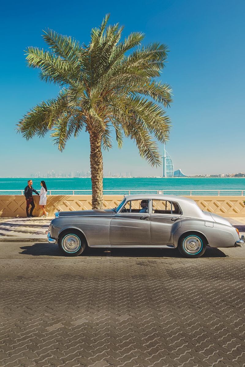 A classic car pictured on The Palm Jumeirah. Photo: ShuGa Photography