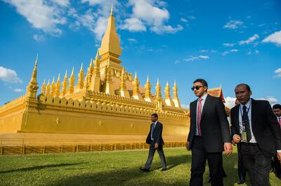 H.H. Sheikh Abdullah bin Zayed Al Nahyan, Minister of Foreign Affairs and International Cooperation, on Thursday visited the Pha That Luang historic temple, one of the most important national monuments in Laos. MOFAAIC / WAM