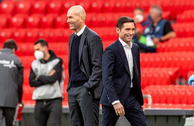 Real Madrid's head coach Zinedine Zidane and Athletic Bilbao's head coach Marcelina Garcia Toral. EPA