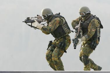 Soldiers from the Kommando Spezialkraefte (KSK), the German Bundeswehr's special forces, take part in a training exercise in Calw, southern Germany AP