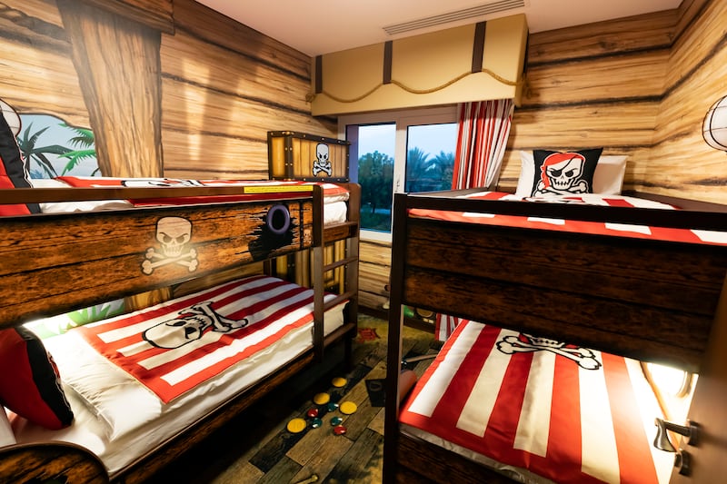 A Pirate-themed suite has a separate bunk-bed room for little ones.