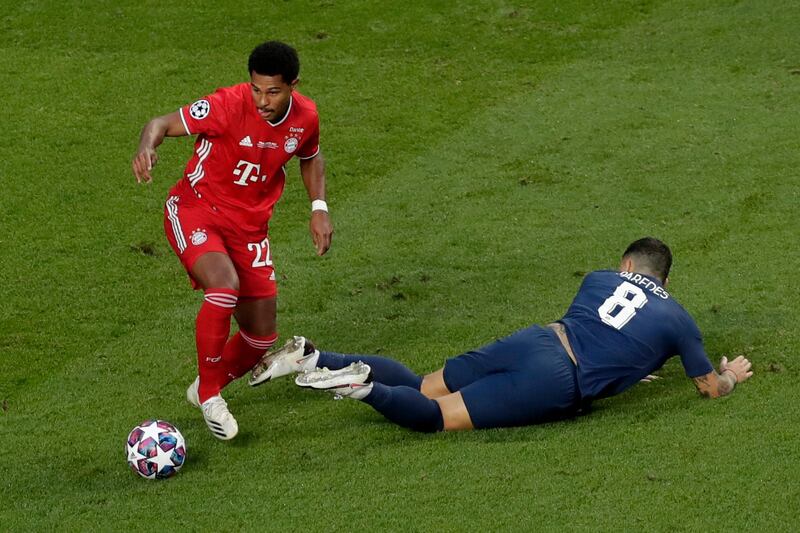Serge Gnabry - 6: Not the impact of the two knockout matches in Portugal, and was yellow carded during a heated exchange with Neymar. AP