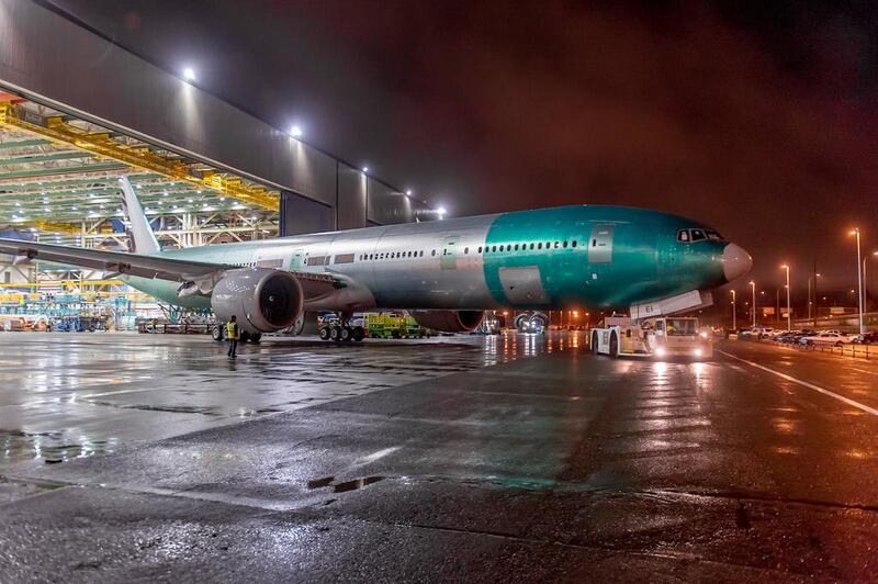 The aircraft is moved outside and awaits its livery. Courtesy Boeing and Qatar Airways