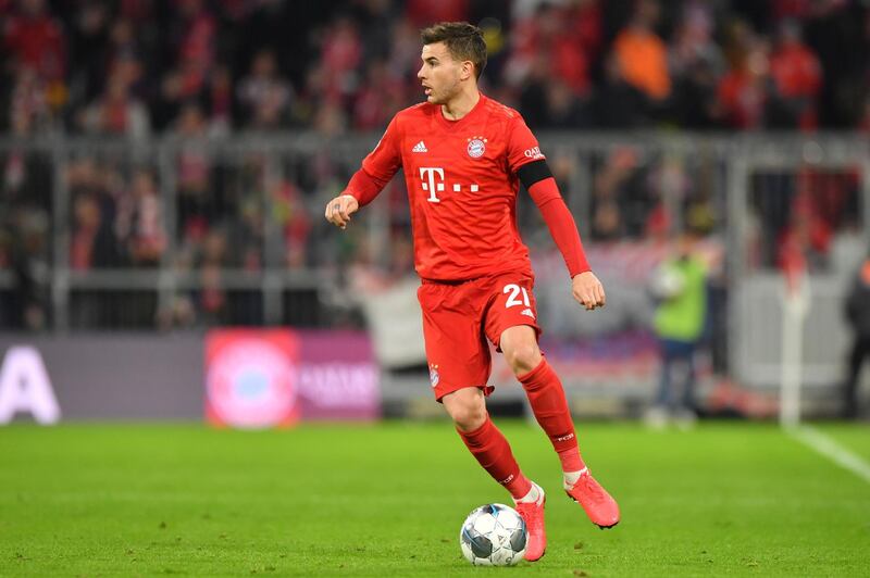 MUNICH, GERMANY - FEBRUARY 21: Lucas Hernandez of Bayern Muenchen plays the ball during the Bundesliga match between FC Bayern Muenchen and SC Paderborn 07 at Allianz Arena on February 21, 2020 in Munich, Germany. (Photo by Sebastian Widmann/Bongarts/Getty Images)