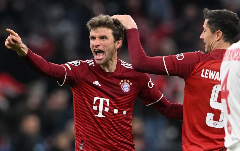 Thomas Muller added the fifth for Bayern. AFP