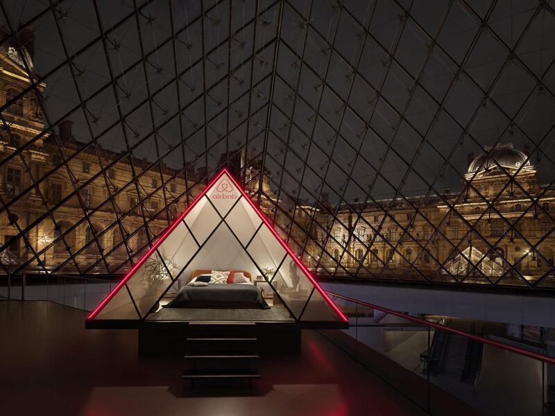 Two travellers will get to spend a night sleeping in the Louvre Museum as part of the museum's 30th anniversary.  Courtesy Airbnb / Julian-Abrams