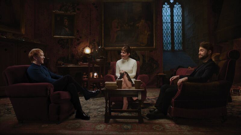Daniel Radcliffe, Emma Watson and Rupert Grint come together for the one-off HBO Max special. Photo: HBO