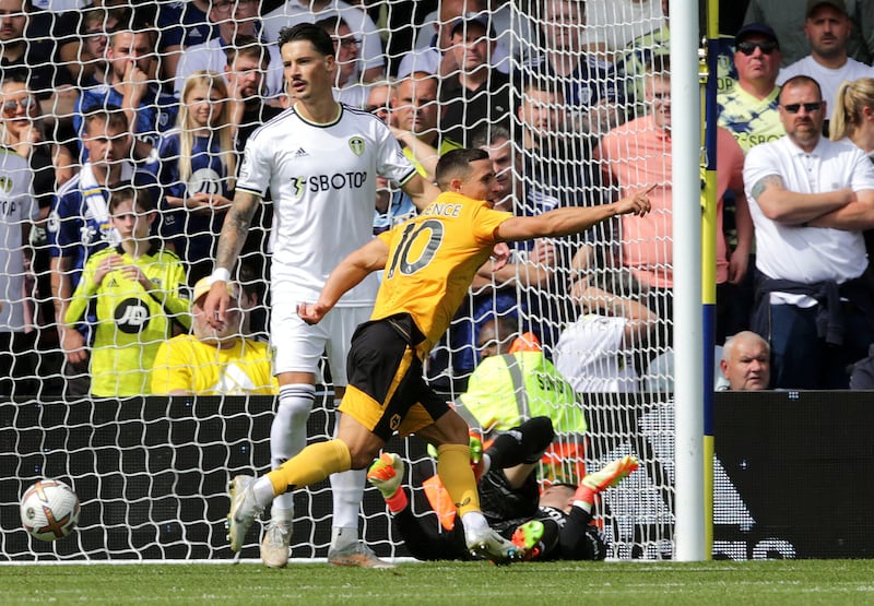 Wolverhampton Wanderers' Daniel Podence after scoring on Saturday. AP