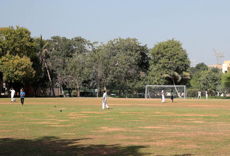 The football and cricket pitches are a major plus for the community in The Gardens. Pawan Singh / The National