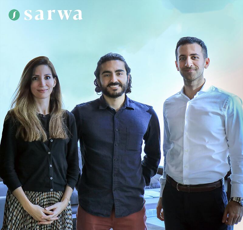 Sarwa's co-founders (left to right) Nadine Mezher, Jad Sayegh and Mark Chahwan. Sarwa is among a new wave of digital investment platforms for young professionals that offer investors transparency and low fees. Photo: courtesy of Sarwa