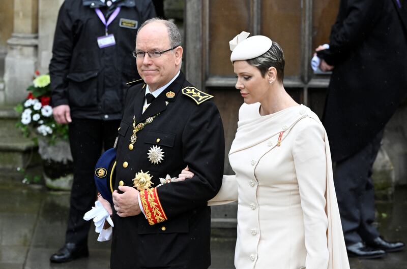 Prince Albert II of Monaco and Princess Charlene arrive. Getty Images