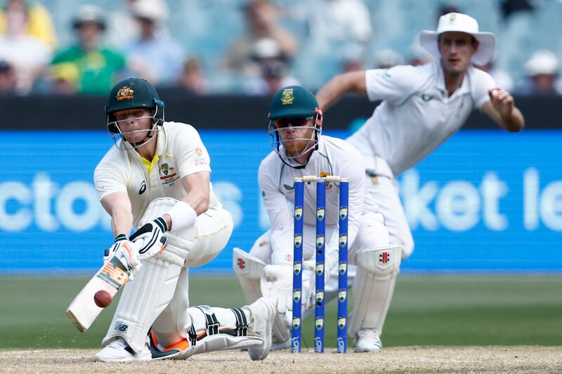 Steve Smith bats during Day 2 of the second Test between Australia and South Africa. Getty