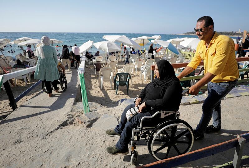 The first public beach for people with disabilities in Alexandria, Egypt.