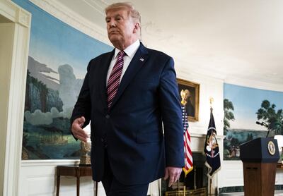 U.S. President Donald Trump exits after speaking in the Diplomatic Room of the White House in Washington, D.C., U.S., on Wednesday, Sept. 9, 2020. Trump announced a new list of people he intends to consider for future vacancies on the U.S. Supreme Court, hours after journalist Bob Woodward revealed that the president intentionally downplayed the threat of the coronavirus. Photographer: Doug Mills/The New York Times/Bloomberg