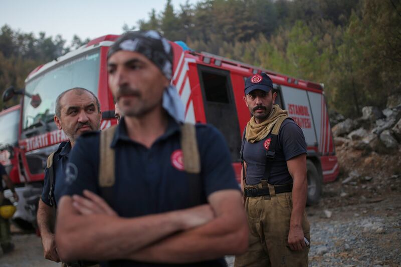 Firefighters patrol the Milas area in Mugla, Turkey, during fires that raged there in September. Reuters