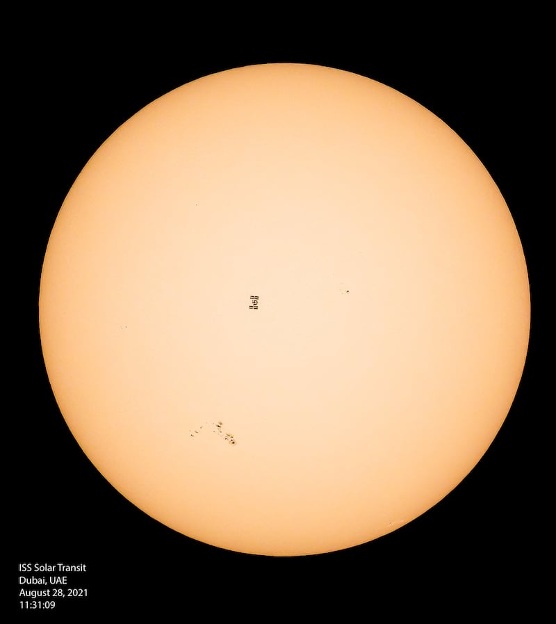 The space station transiting the Sun.