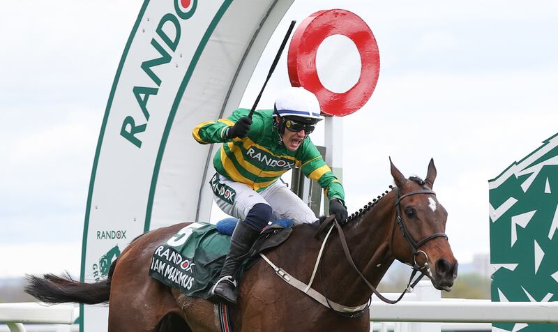 Paul Townend riding I Am Maximus wins the Grand National Steeple Chase at Aintree Racecourse in Liverpool. EPA