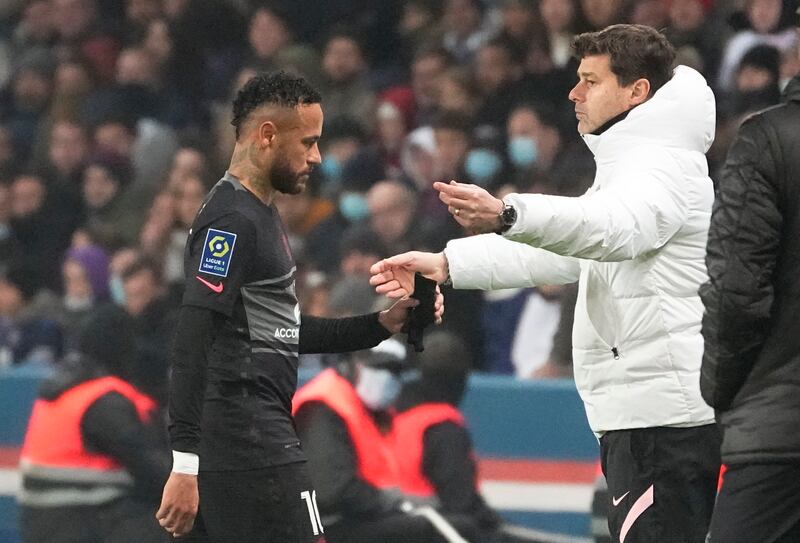 PSG's Neymar walks off the pitch after being substituted. AP