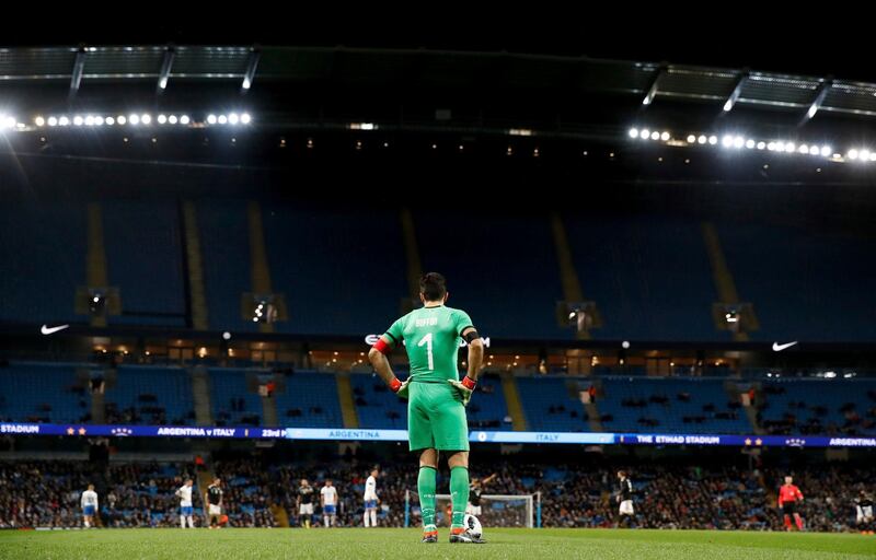 A general view of the match during the international friendly soccer match between Argentina and Italy at the Etihad Stadium in Manchester, England, Friday, March 23, 2018.   (Martin Rickett, PA via AP)